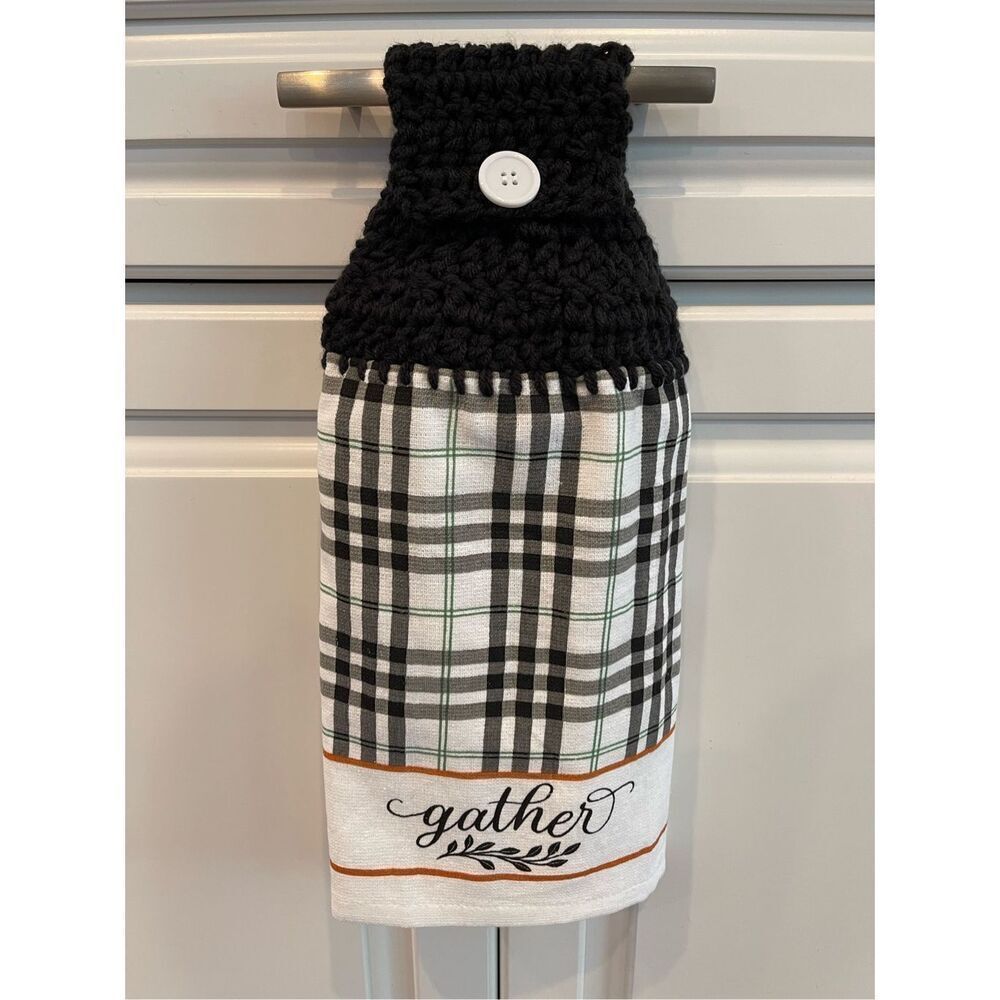 Crochet Top Kitchen Towel- Gather Checkered